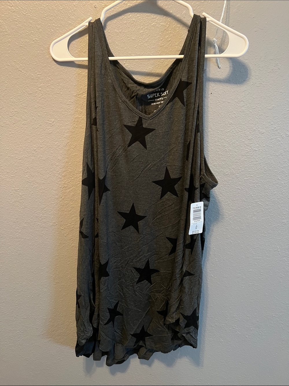 torrid Charcoal Gray Star V-Neck Super Soft Tank
